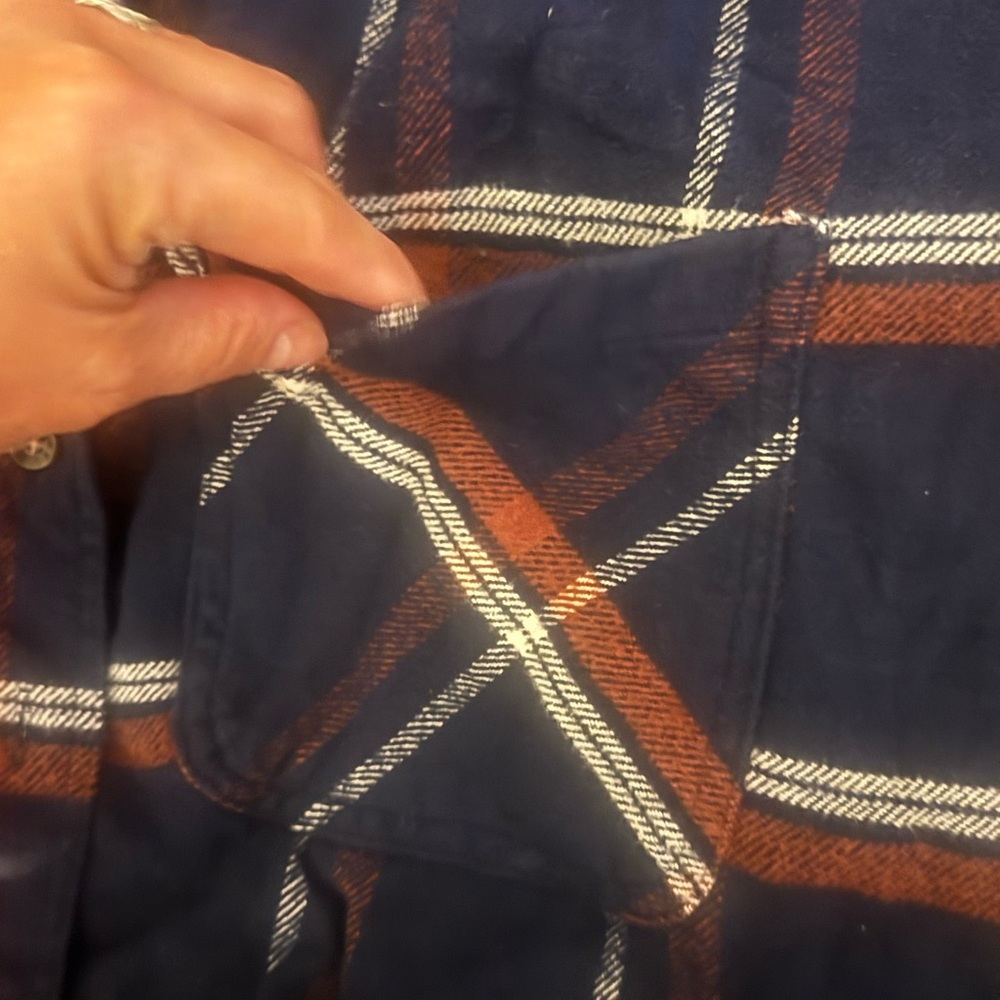 RSQ Navy and Rust Plaid Shirt - Picture 11 of 12